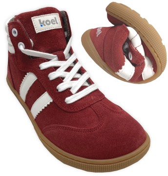 High Top Sneaker DREW Merino Wollfutter Barfußschuhe in ROT Zipper & Schnürung KOEL 08M042.305