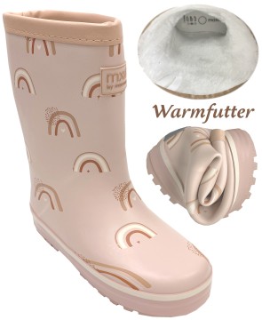 Gummistiefel Mittelschaft o.Stulpe + Warmfutter in Pastell Rosa Regenbogen von MAXIMO 135365