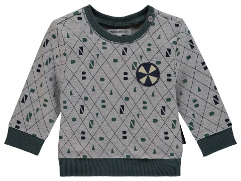 Cooler Sweater in Grün / Grau Melange kuschelig weich von NOPPIES für Jungen 84643