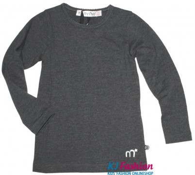 Langarm Basic Shirt in Dunkelgrau Melange von MINYMO für Girls 3580