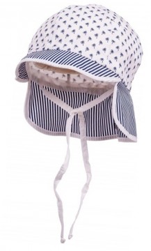 Sommermütze mit Schirm &amp; kurzem Nackenschutz z.b. in Jeansblau / Weiß von MAXIMO 024300