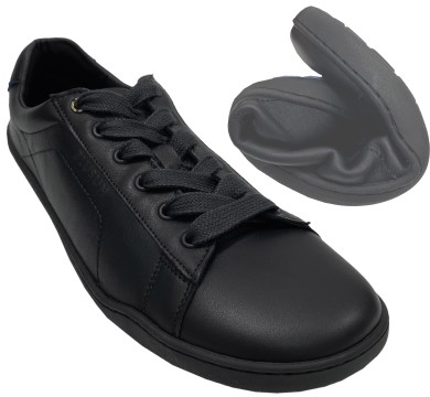 Schlicht schicker Sneaker/ Barfußschuhe in Schwarz aus Leder BLSN-100 Deep Black von BLUSUN