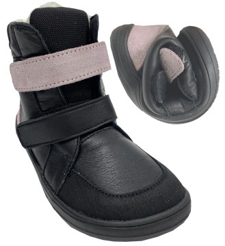 Gefütterte Barfußstiefel TEX Membran, Leder + K.Fellfutter von BABY BARE Febo Winter Black Sparkle