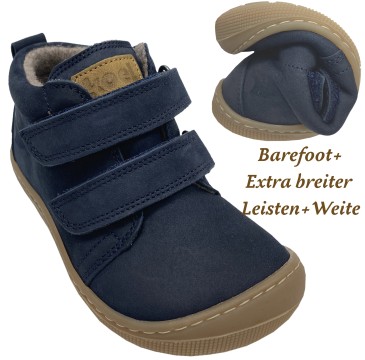 Barfußschuhe +Wollfleece, Breite Paßform &amp; Weite *KAMI W* Hydro Leder in Navy v. KOEL W002.233