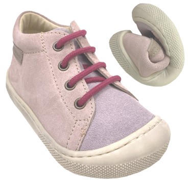 Halbschuhe / Barfußschuhe aus Veloursleder Schnürer * AMUR * in Lila / Pink von NATURINO