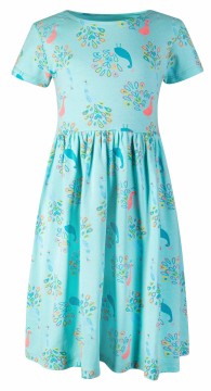 Raffiniert geschnittenes BW Jersey Kleid in Aqua Türkis + Neon Print von HAPPY GIRLS 921303