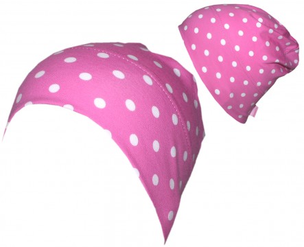 Shortbeanie aus Jersey mit breitem Umschlag in Pink - weiße Punkte von MAXIMO 73500-975900-41