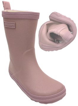 Barfuß Gummistiefel anatomische Form, Naturgummi DARK Rose Glitzer Charly High BUNDGAARD