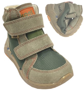 Gefütterte Barfußschuhe Winterschuhe Leder+Mesh + Schurwollfutter SILAS TEX in Olive von KOEL