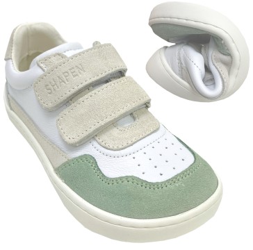 Stylisch lässige Sneaker mit Minimalsohle /Barfußschuhe Mini RE:Wind in Jade / White v. SHAPEN Kids