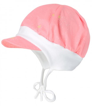 Süße Mütze in Pink mit goldenen Krönchen mit Schirm &amp; Jersey Einsatz z.binden v. MAXIMO 000600
