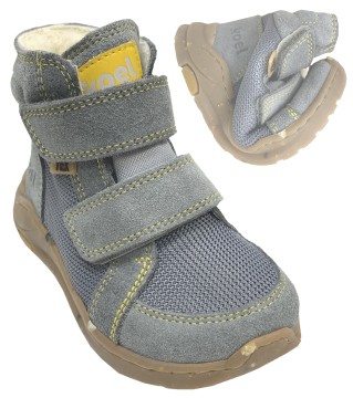 Gefütterte Barfußschuhe Winterschuhe Leder+Mesh + Schurwollfutter SILAS TEX in Grau von KOEL