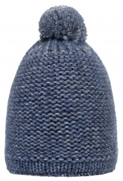 Wollstrickmütze mit Jersey Sweatfutter in Denim Blue Melange Uni + Minibommel von DÖLL 1743731184