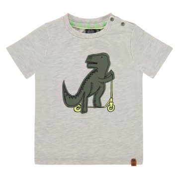 T-Shirt in Hellgrau Melange mit Dino Applikation, für kleine Jungen von BABYFACE 7615