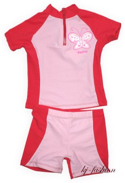 UV Schutz Zweiteiler Rosa / Rot Schmetterling von PLAYSHOES UV Schutz 50+ 461062