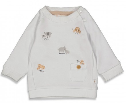 Sweater in Weiß mit Baby Wildtieren bedruckt Unisex Kollektion von FEETJE &quot;Happy Together&quot; 1891