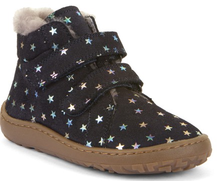 Lammfell gefütterte Barfußschuhe / Winterschuhe Mid Top in Blue Stars von FRODDO G3110263