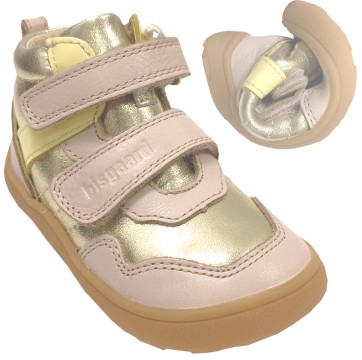 Halbhoher Barfußschuh aus weichem Leder von BISGAARD Barefoot * BECKY * in Nude Rosa / Gold