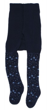 Warme Thermostrumpfhose aus Vollfrottee in Dark Navy mit hellblauen Sternen von MAXIMO 322665