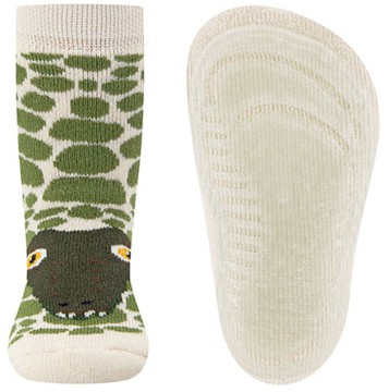 Stoppersocken aus BW Vollfrottee Softstep Sohle v. EWERS in Beige mit Krokodil 221315-1306