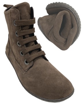 Stiefelette SALZBURG in Braun aus Velourleder auf flexibler GO1 Barefoot Sohle von GROUNDIES