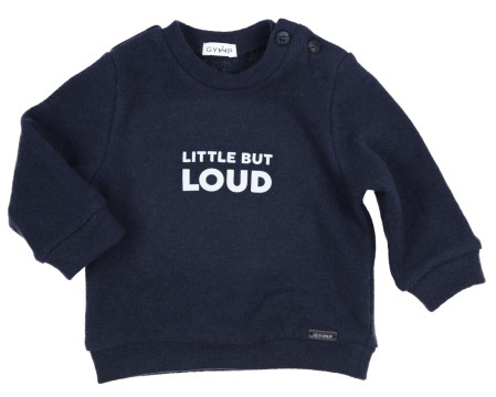 Cooler Sweater in Strickoptik in Dark Navy Front Print &quot; Little But Loud &quot; von GYMP 2668