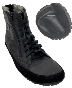 Weiche Barfußschuhe für den Winter, Leder &amp; Wollfutter ALASKAN X BLACK von MAGICAL Shoes