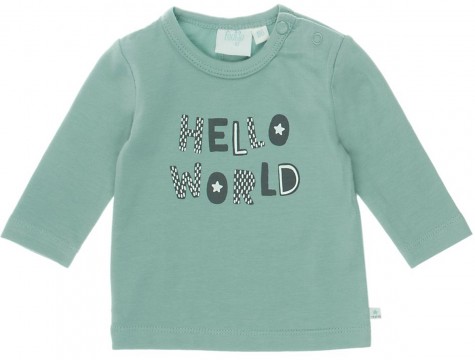LA Shirt aus Bio Baumwolljersey in Grey Mint mit Spruch Print von FEETJE 1303
