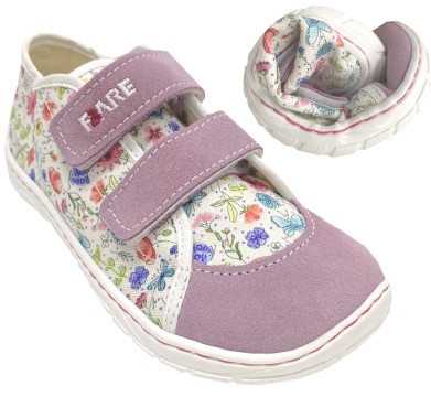 Fare Bare Barfußschuhe / luftige Canvas Schuhe in Pink / weiß Flower A Linie 5213483