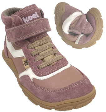 Wollgefütterte Barfußschuhe aus Leder mit TEX in Alt Rosa Trekking Sohle Modell RAMI von KOEL