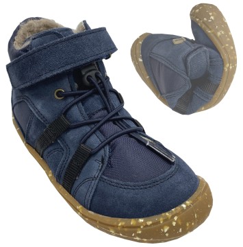 Robuste Barfußschuhe aus Leder &amp; Mesh, TEX Membran &amp; Wollfutter von DEVELAB in Navy 46216