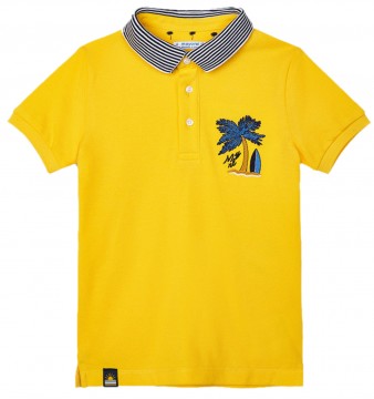 Sonnengelbes Poloshirt Kurzarm, mit Palmenstick aus BW Pique für Jungen von MAYORAL 3102