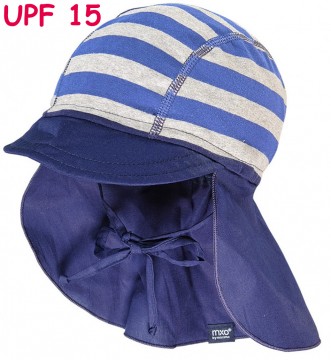 Schirmmütze mit Nackenschutz Jersey / Webware Mix, UPF 15 von MAXIMO in Blau / Grau 061100