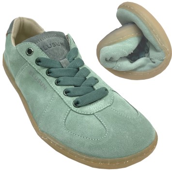 Lässig schicker Sneaker / Barfußschuhe in Smaragd Grün von BLUSUN aus Leder BLSN-200W green