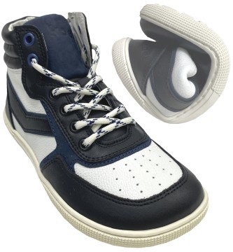 High Top Sneaker DANISH Nappa Barfußschuhe Navy / White Zipper & Schnürung KOEL 08M028.121