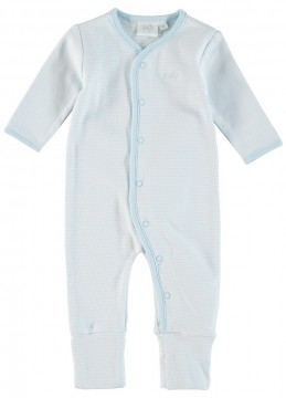 Einteiler/ Overall / Schlafanzug mit Umschlagbündchen aus BIO BW - H.Blau Stripe - FEETJE 226