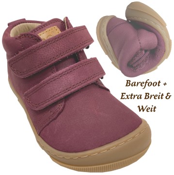 Mid Top Barfußschuhe *KARI Extra Wide* von KOEL mit Klett aus Hydro Leder in BORDO 15W002.121