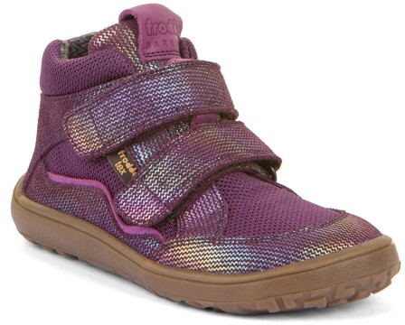 Halbhohe Barfußschuhe, Leder / Mesh +TEX, Textil Inlay in Violett Glitzer von FRODDO G3110266