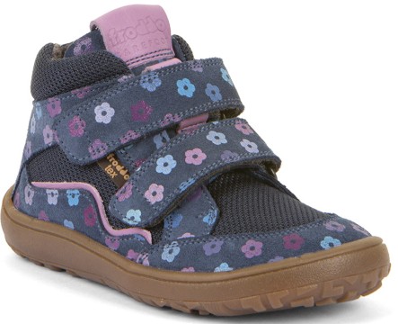 Halbhohe Barfußschuhe, Leder / Mesh +TEX, Textil Inlay in Denim Flower von FRODDO G3110266