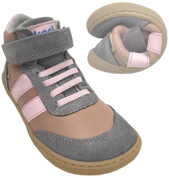 Barfußschuhe mit Wollfleece &amp; TEX Membran halbhohe Form DEVO Tex in Grau/Rosa von KOEL