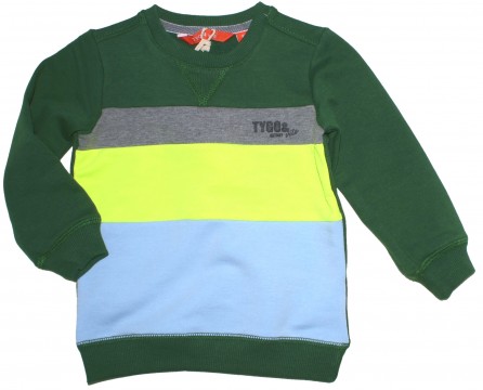 Cooler Sweater in Grün, Hellblau, Neon Lemon gestreift von TYGO &amp; VITO für Boys Slim Fit 6325-360