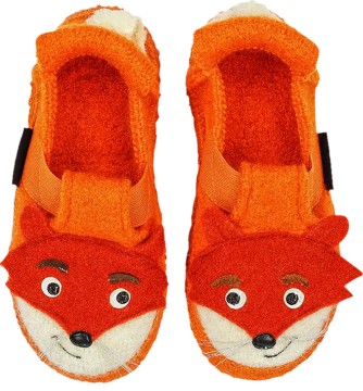 Hausschuhe zum schlüpfen aus Wolle & Naturgummi Sohle von NANGA * FOX * in Orange