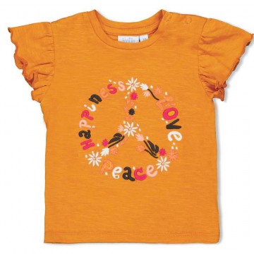 Flower Power T-Shirt in Ocker Gelb, Fronstick Peace Symbol von FEETJE &quot; Whoopsie Daisy&quot; 0633