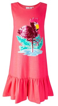 Sommerlich leichtes BW Jersey Kleid / Trägerkleid in Pink mit Wendepailletten von HAPPY GIRLS 921307