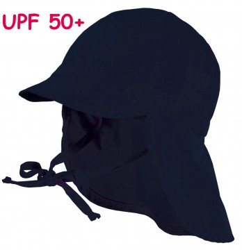 Schlichte Basic Schirmmütze z. binden + Nackenschutz in Uni Marine UPF 50+ von MAXIMO 708580