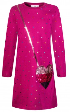 Sweatkleid in Berry mit Glitter Herz Print &amp; Tasche aus Wendepaillletten von HAPPY GIRLS 913138