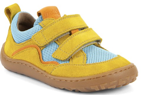 Barfußsneaker Leder + Meshbesatz Doppelklett * Froddo Barefoot * G3130271 in Gelb / Blau