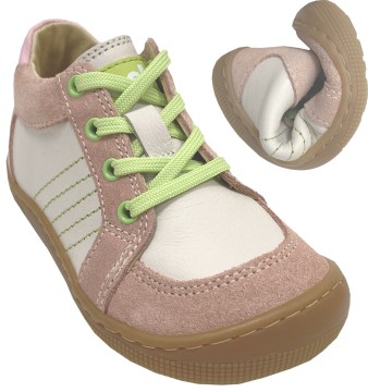 Halbhoher Leder Barfußschuh zum schnüren von KOEL in Old Pink / White * Dion *