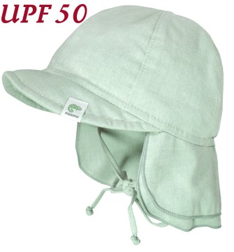 Mini Kids Schirmmütze z. binden + Nackenschutz in Uni MINT Melange UPF 50+ von MAXIMO 098500