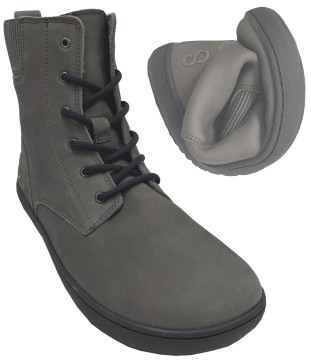 Winterschuhe / Barfußschuhe in GRAU URBANEER 2.0 v. SHAPEN Nubuk Leder + Merinowollfutter